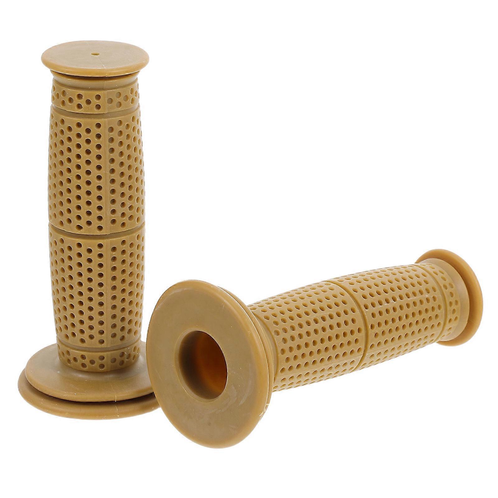 Retro Yellow Motorcycle Handlebar Grips Slip Resistant Rubber Hand Grips for Scooters and Motorbikes, Easy Installation, High Friction Material
