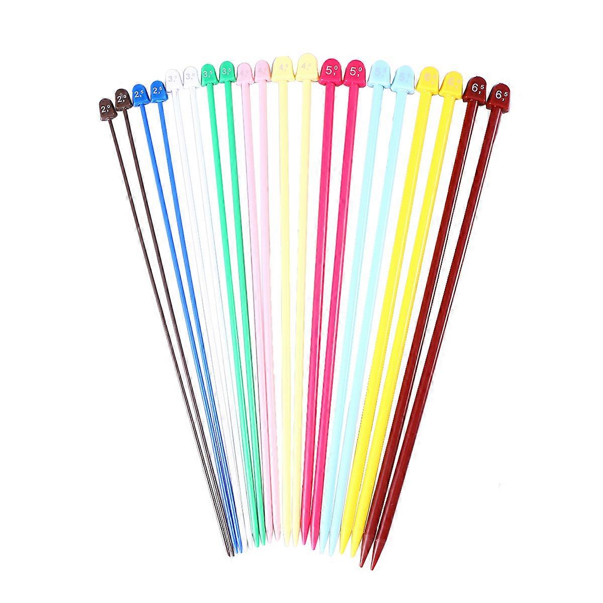 Knitting Needle Set 10 Pairs 25cm Colorful Plastic Straight Single Pointed Crochet Hooks Knitting Tools 2.0mm to 6.5mm