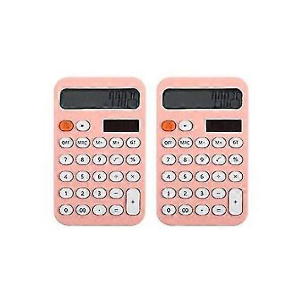 2 pcs Desk Calculator Basic Calculator 12 Digits Pocket Calculators LCD Display For Office