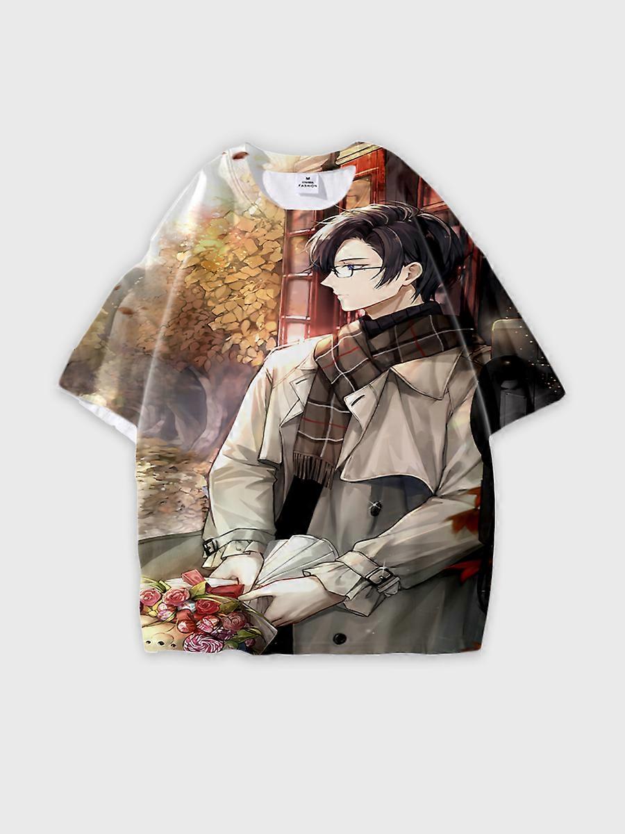 T-shirt round neck Role Pattern loose short sleeve E2589