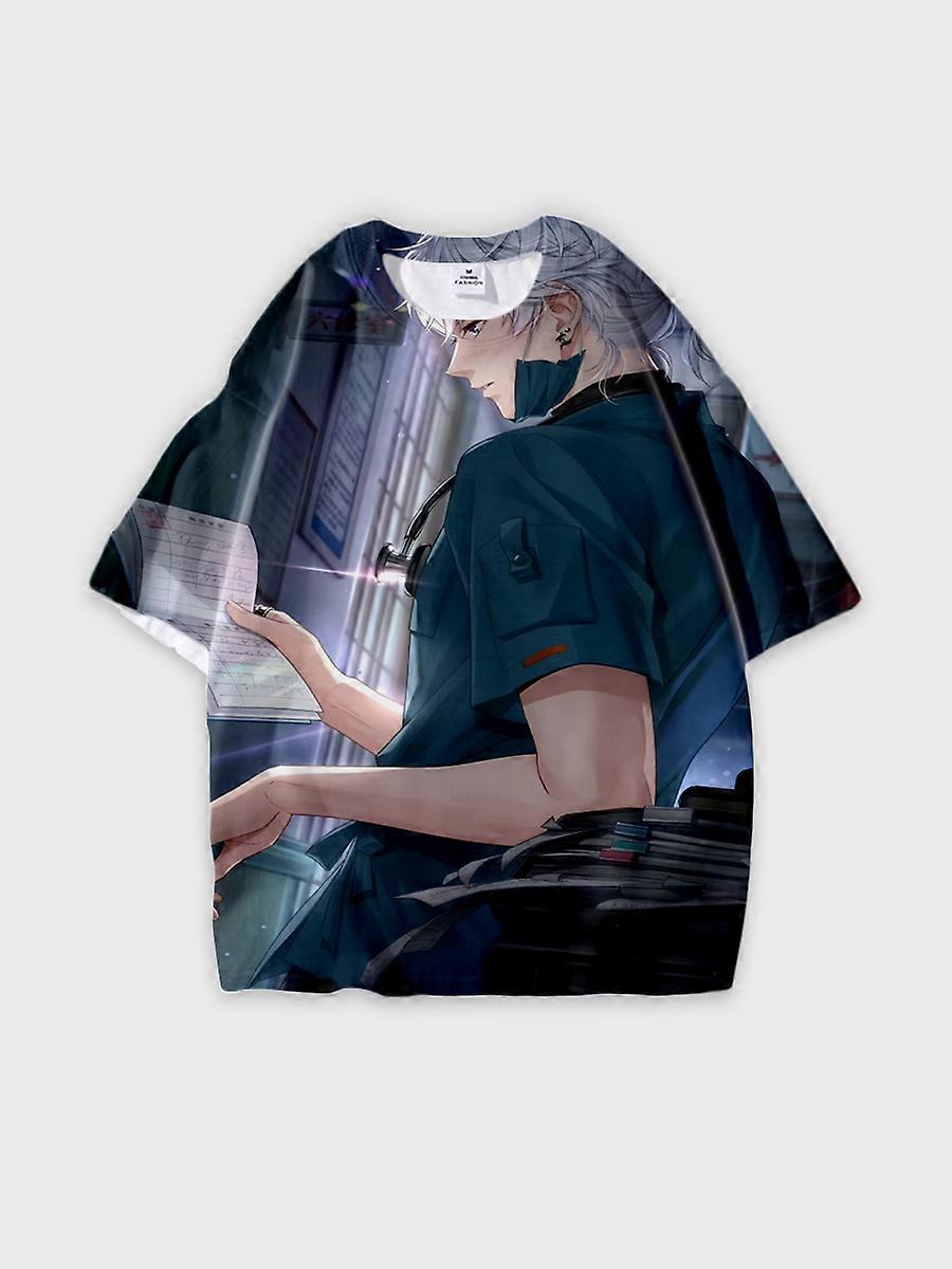 T-shirt round neck Role Pattern loose short sleeve E1866