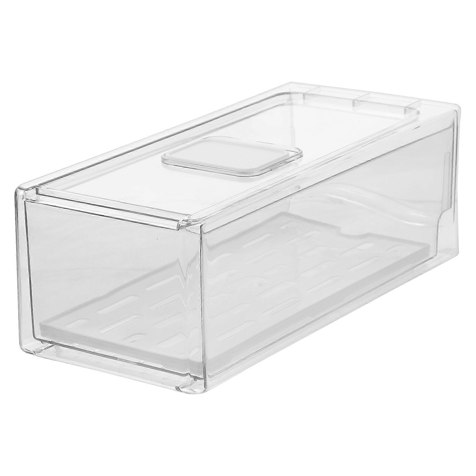 Transparent Fridge Drawer Organizer with Drain Plate for Neat Kitchen Organization in Home Use 12.5x8.3 Inches PP
