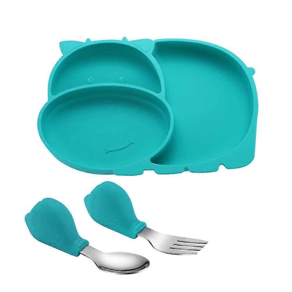 Silicone Divided Dinner Plate Set for Weaning – Non Slip, Safe Training Tableware with Fork & Spoon, Easy to Clean