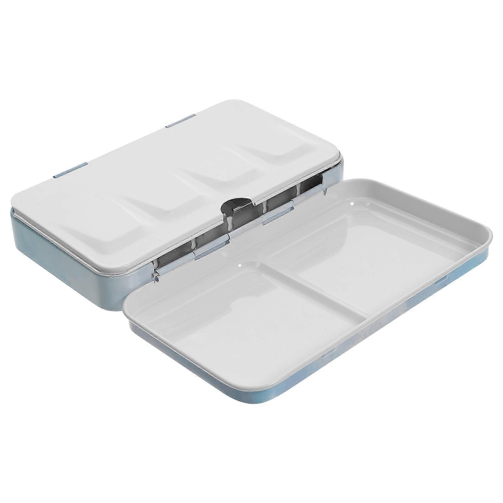 Grey Metal Watercolor Paint Box with Lid for Storage Made of Iron and PP 7.87 x 1.57 x 5.51 Inches