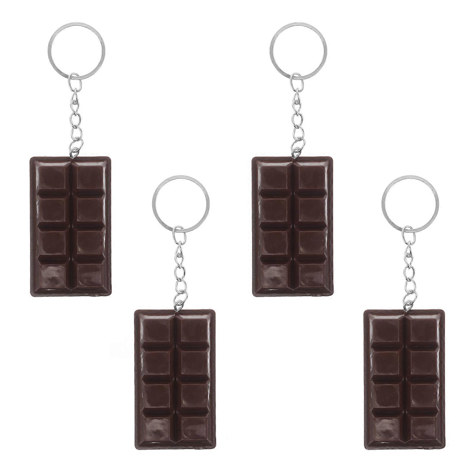 Cute Realistic Chocolate Shaped Keychain Set 4pcs Novelty Keyring Accessories for Couples, Students, Car Keys Valentines Day Gift Bag Charm with