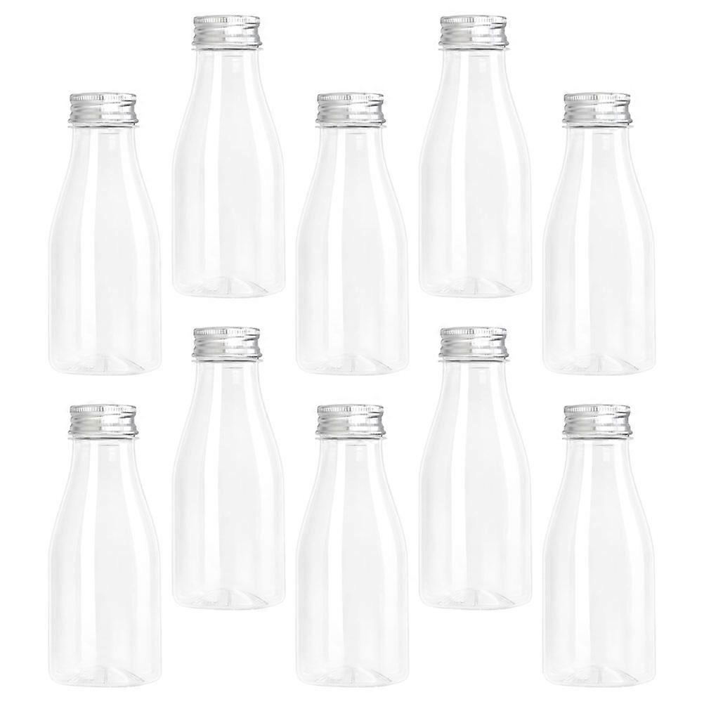 10pcs Empty Plastic Juice Bottles With Aluminum Lids Reusable Milk Containers Juice Bottles