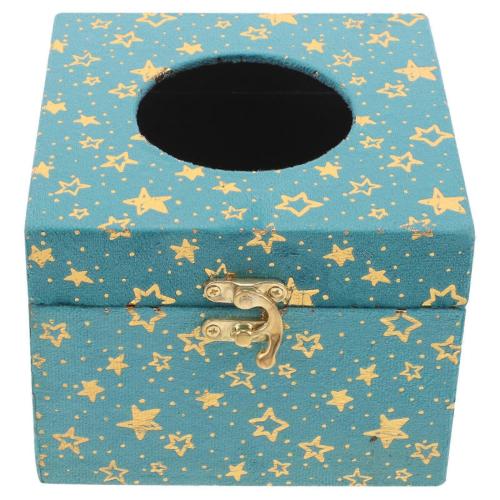 Retro Tissue Box Holder Vintage Style Tissue Box Cover Office Desk Use Lint Material 1Pcs
