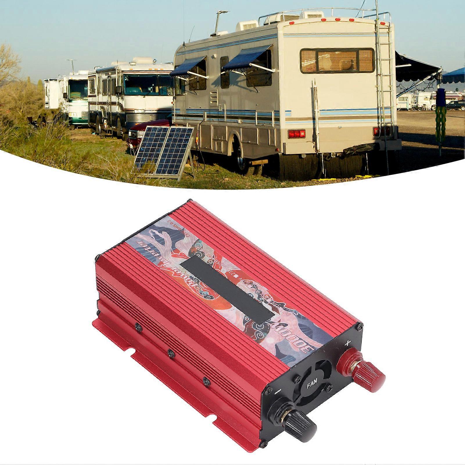 3000W DC to AC Modified Sine Wave Inverter LCD Display Power Converter with 2.0A USB Port Cooling Fan Red DC24V