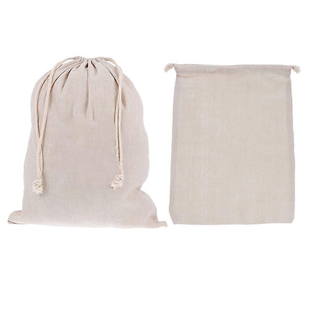 Reusable Linen Bread Bags for Storage with Drawstring Assorted Color 2 Pack Portable Size