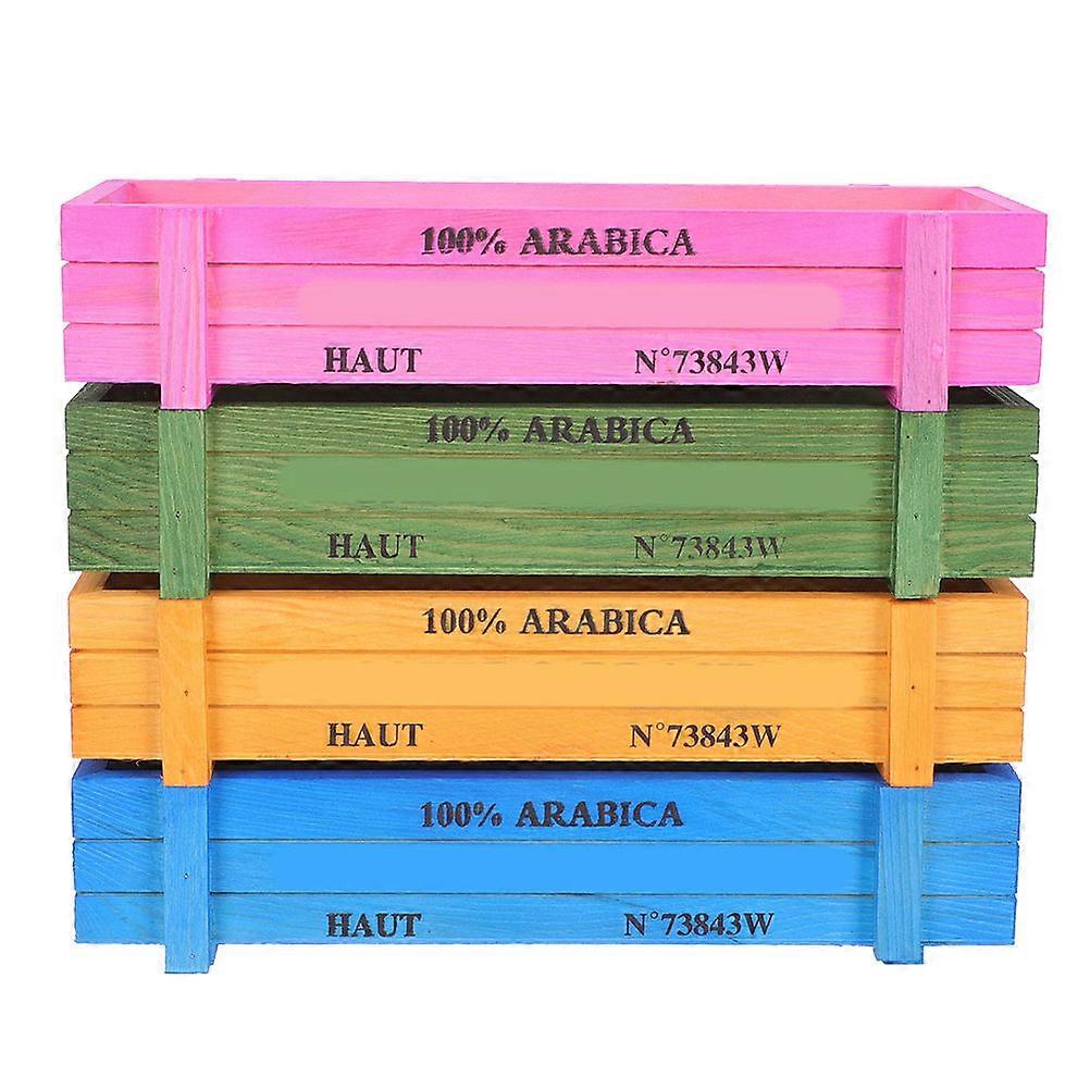 Retro Style Wooden Planter Boxes for Home Use Assorted Color Synthetic Material 4Pcs