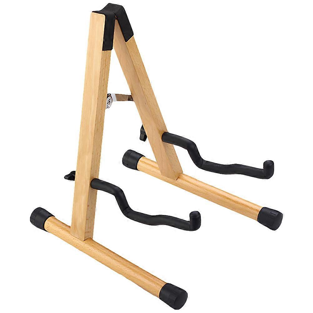 Folding Guitar Bracket Solid Wood Guitar Holder Support for Folk Guitar Light Brown 1 Set
