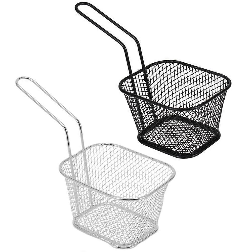 Deep Fry Basket 2Pcs Rectangular Snack Frying Baskets For Professional Chefs Modern Design Oil Separation Restaurant Equipment