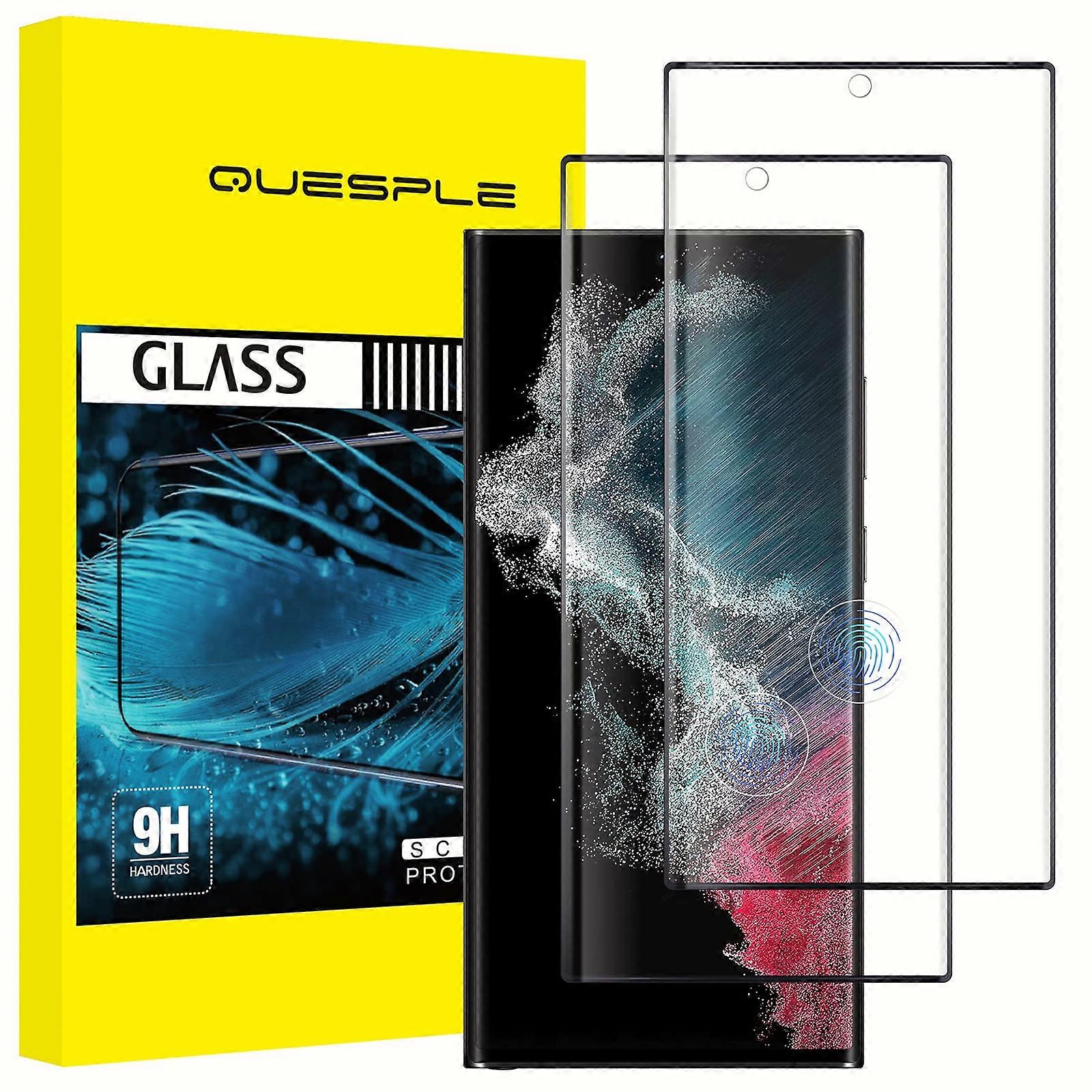 Tempered Glass Screen Protector For Samsung Galaxy S22 Ultra Pack Of 2 Anti Scratch Bubble Free Fingerprint ID Transparent