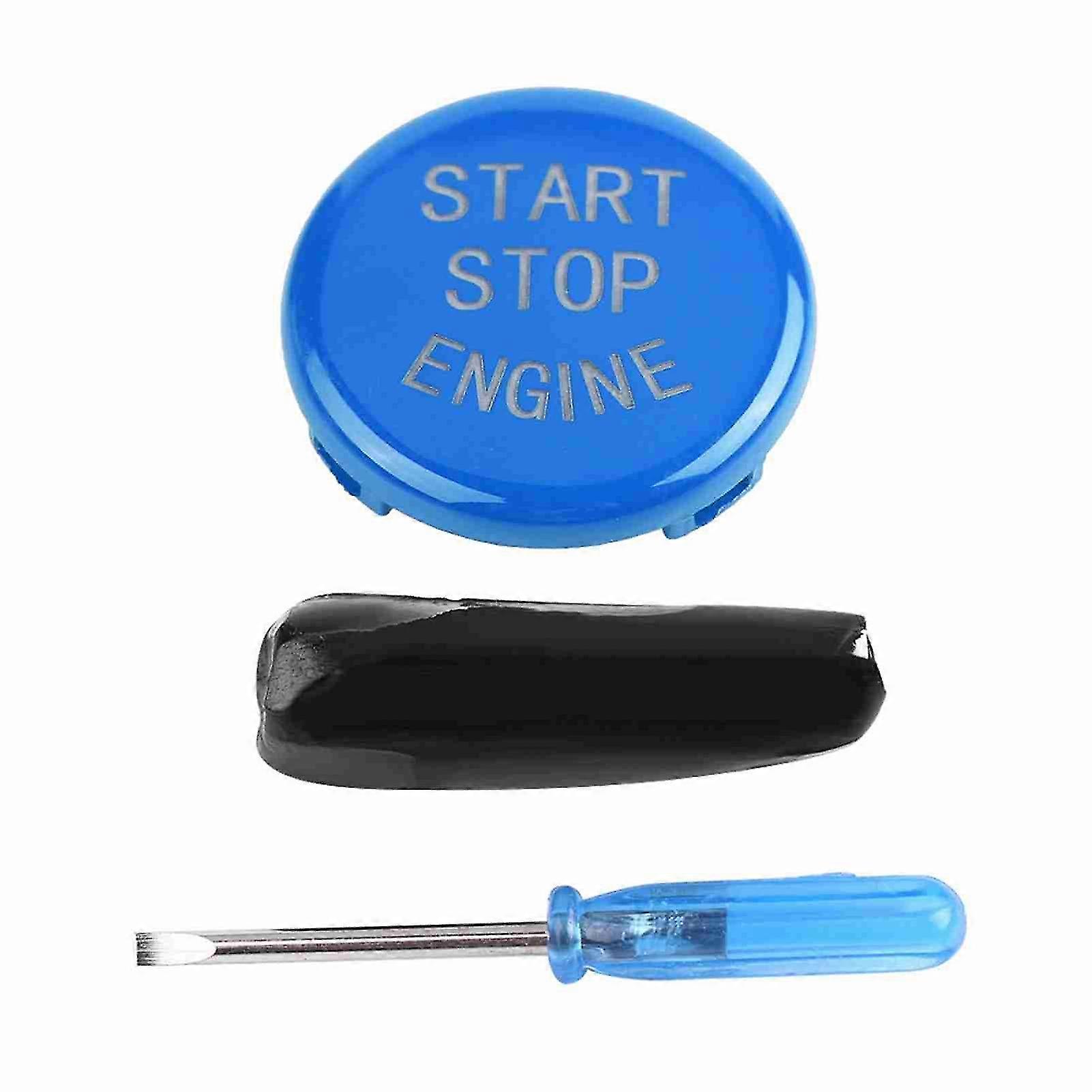 Car One key Start Button Engine Ignition Switch Cover for BMW E Disk Bottom (Blue) 2025