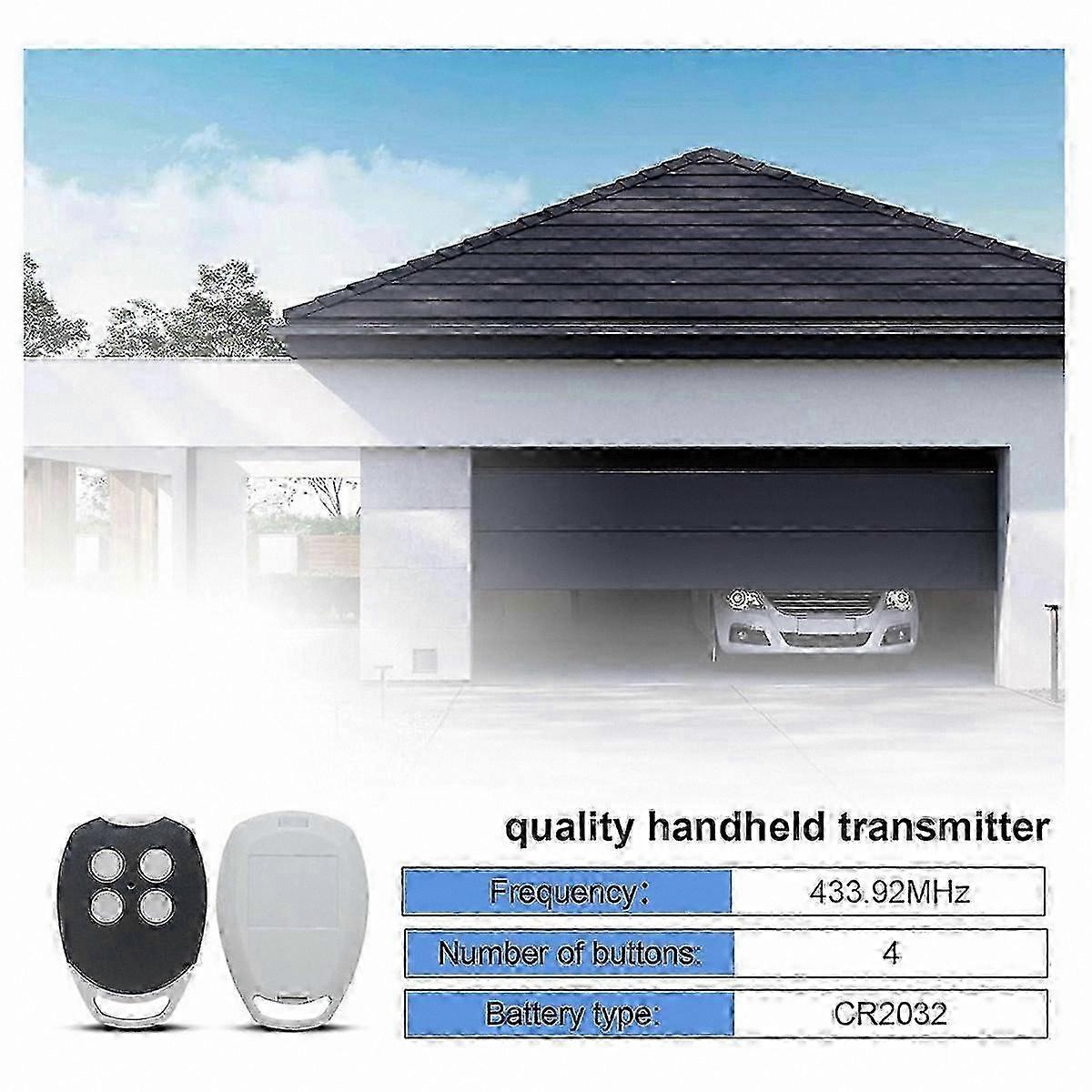 2-Pack 433.92MHz Garage Door Remote Control, Compatible with Multiple Systems, Handheld Replacement Transmitter