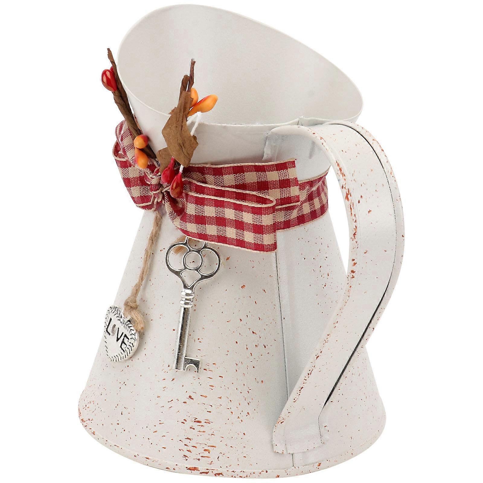 Iron Bucket Flower Vase Container Ideal For Rustic Style Home Gardens 12.50X10.00X8.00CM 1Pc