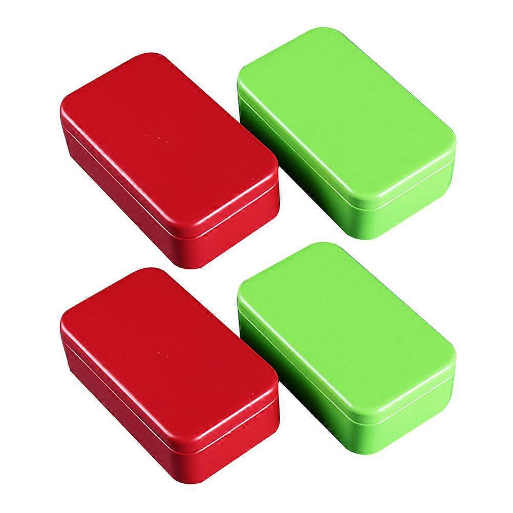 Red Tinplate Box for Storage Keeps Contents Fresh and Organized with Sealed Surroundings 4 Pieces