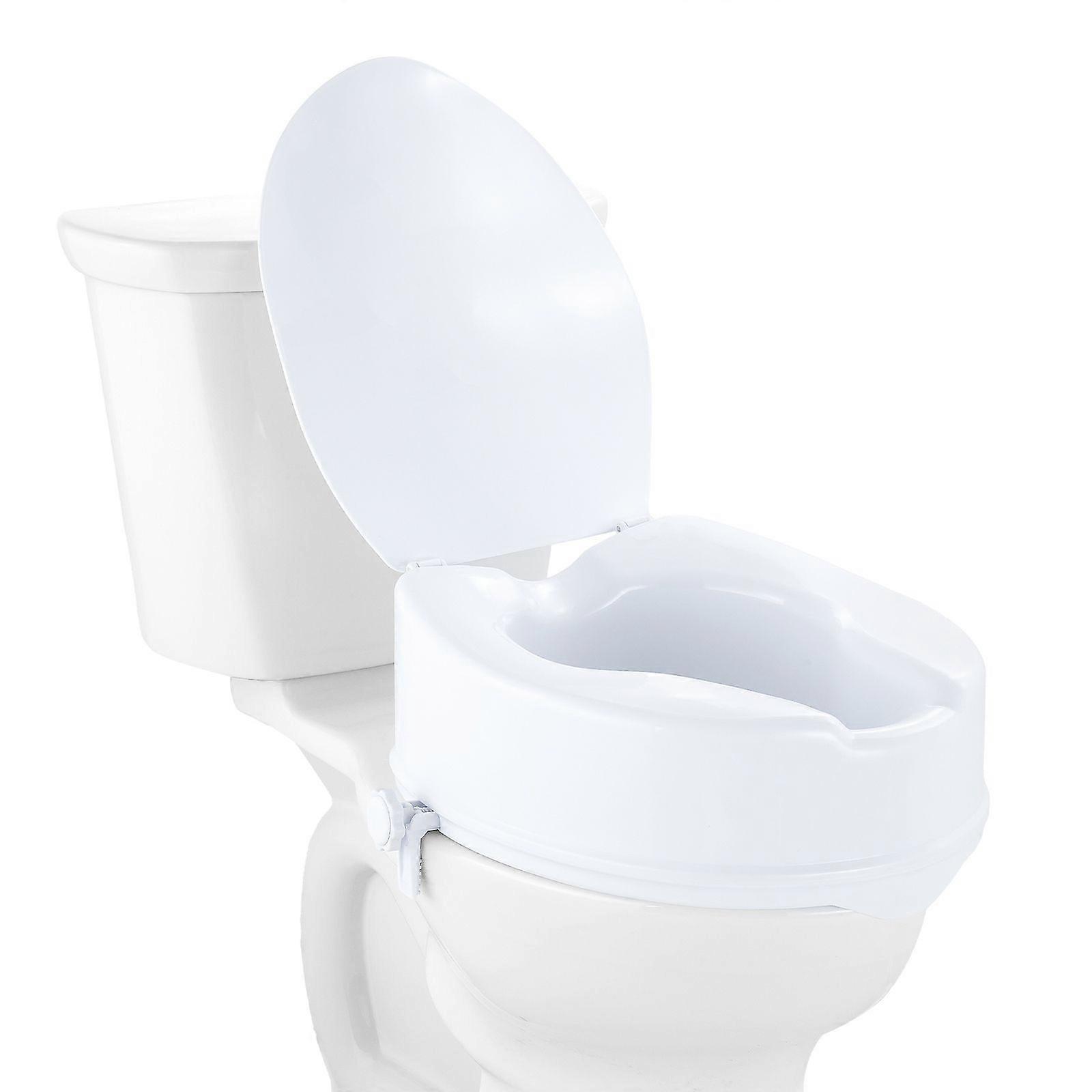 Sedile WC rialzato, altezza 5" sollevata, capacità di peso 300 libbre, alzata universale per sedile WC, bloccaggio dell'asta a vite, con sedile WC