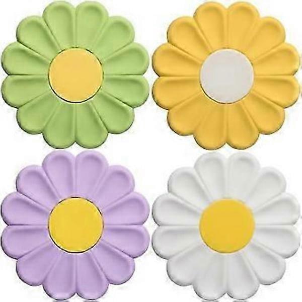 4-Pack Silicone Trivets, Heat Resistant Daisy Trivets Non-Slip Hot Pads Drink Coasters For Dishes, Coffee