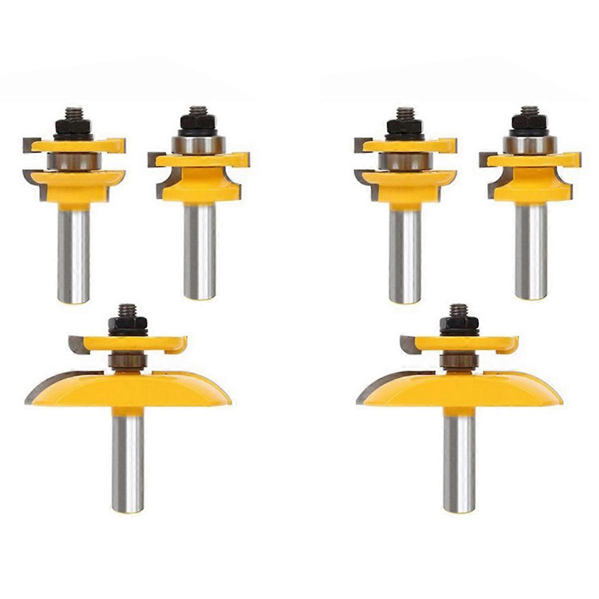 6Pcs 1/2Inch Shank Rail & Blade Cutter Panel Cabinet Router Bits Set Milling Cutter Power Tools Door