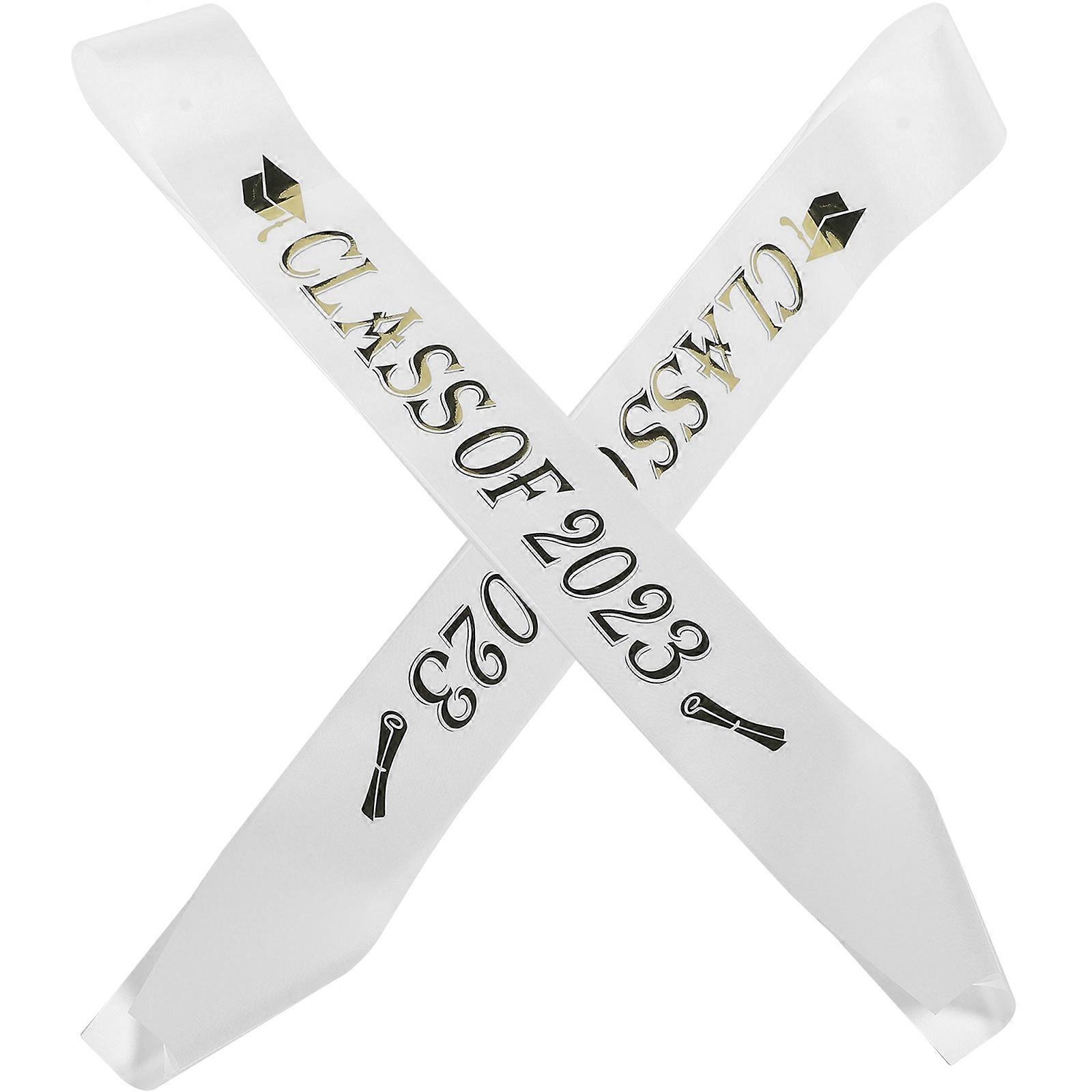 Graduation Stole Class of 2023 Unisex Fabric Sash for Decor White 4 Pieces