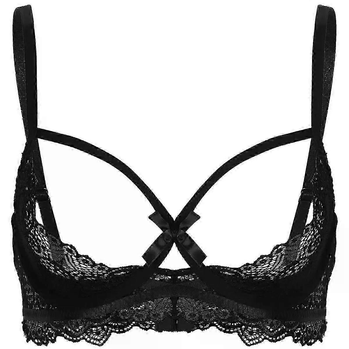 Sheer Lace Half Cup -rintaliivit naisille - säädettävät olkaimet, kaarituki ja läpinäkyvä eksoottinen alusasutoppi