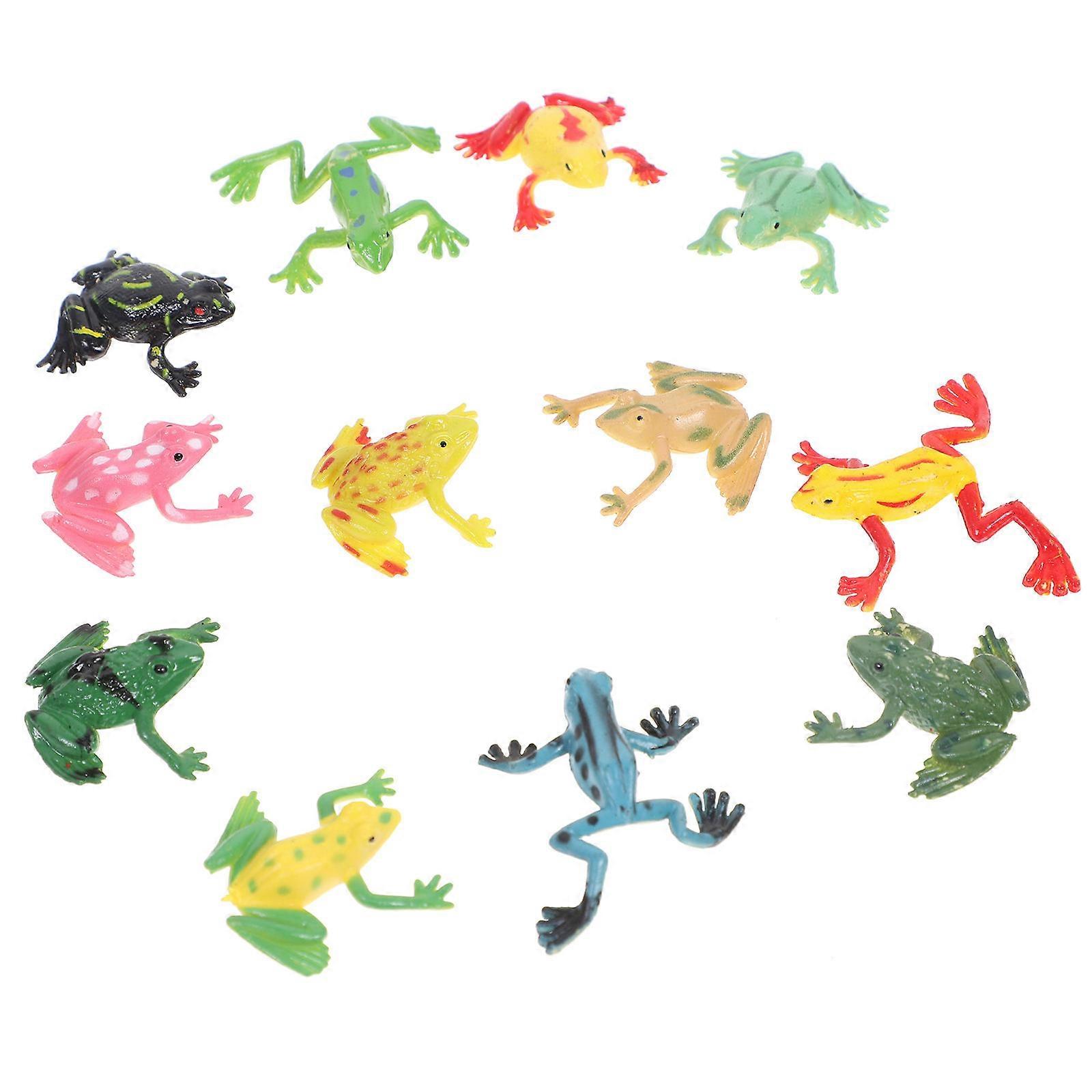 12pcs Realistic Plastic Frogs Animal Figures Room Decoration Pretend Play Educational Toys for Boys Early Learning Gift