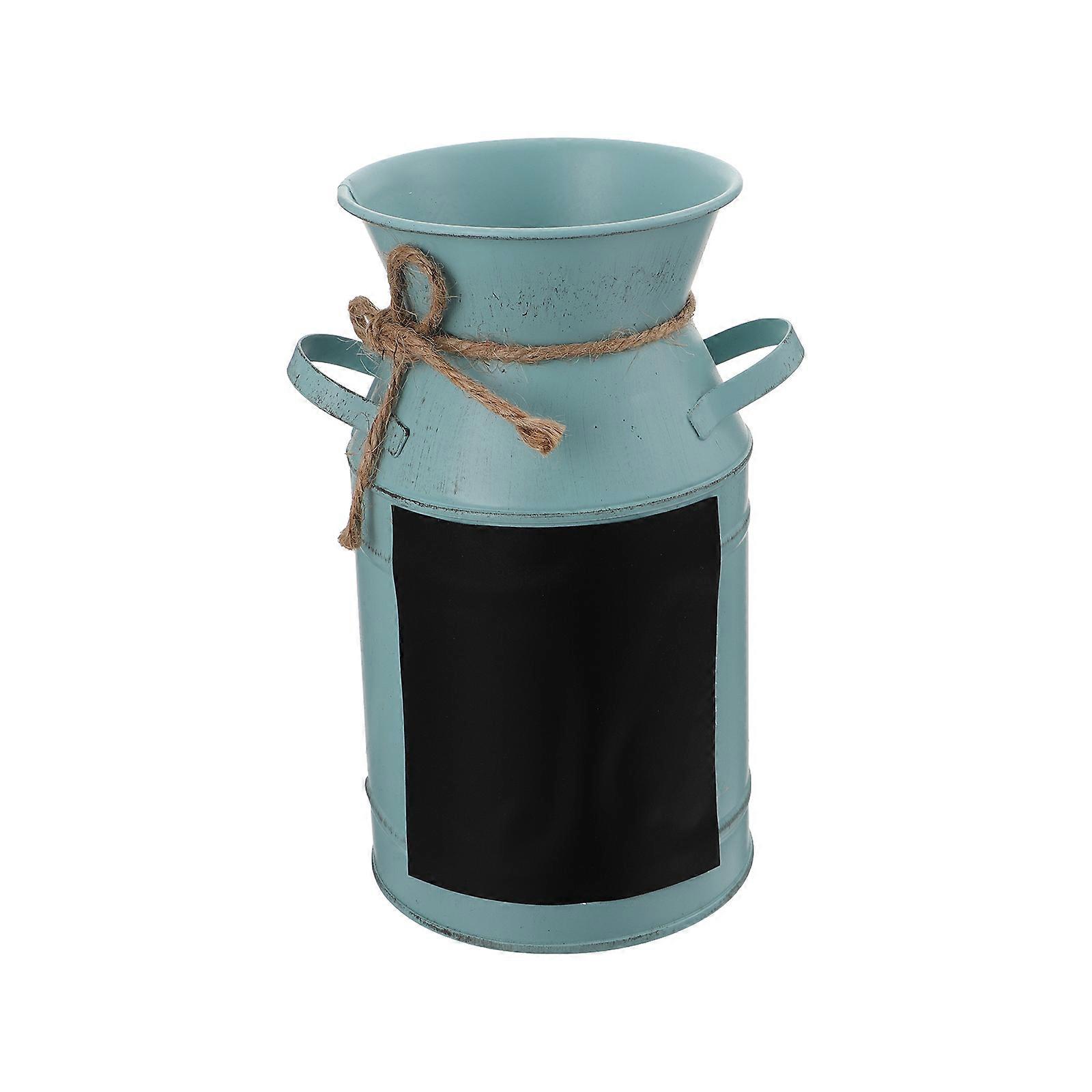 Blue Iron Flower Bucket for Arrangement Adds Vintage Charm to Home Decor Fits Perfectly on Desk or