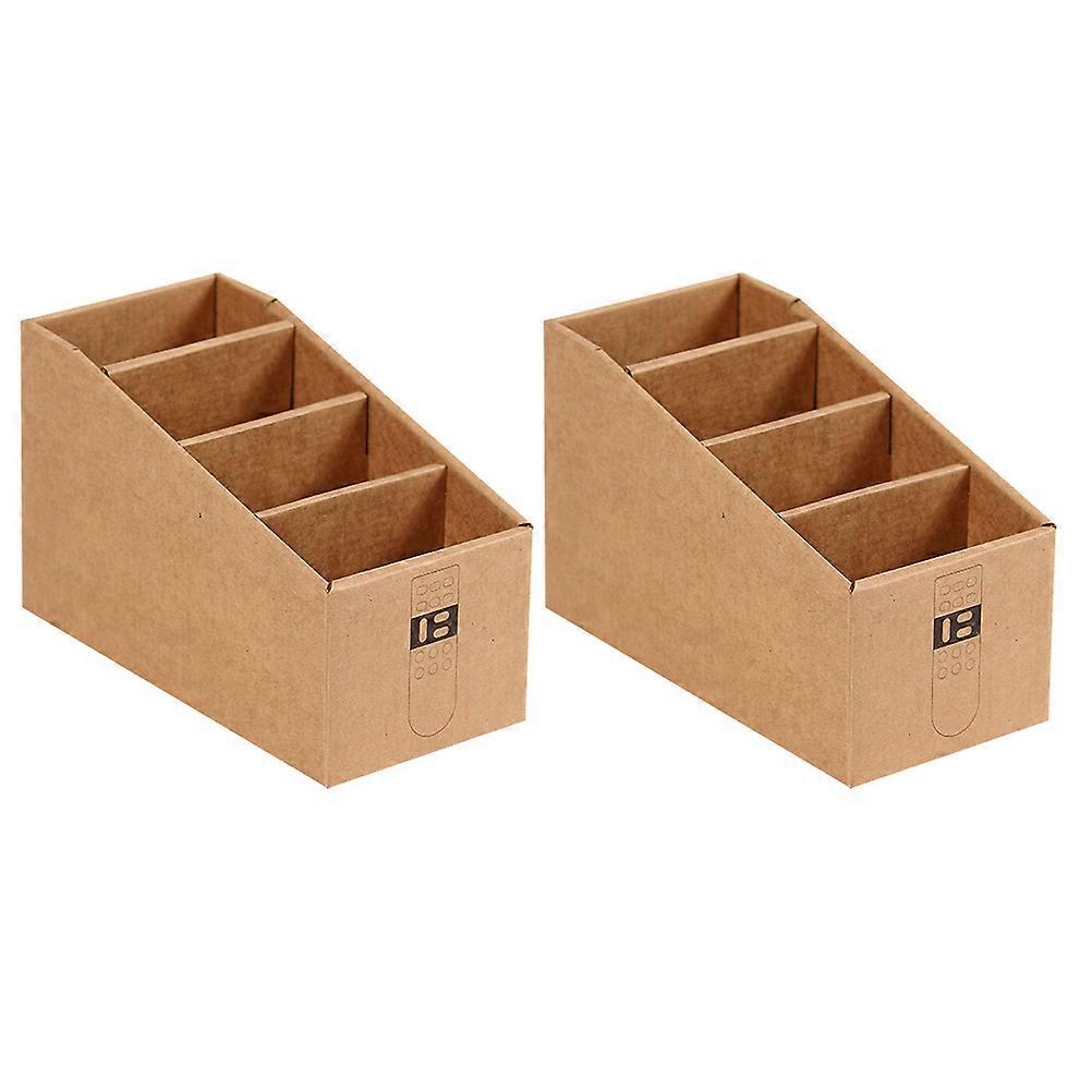 Practical Storage Holders 2Pcs Multi-Grid Organizing Boxes Perfect For Office And Home Organization In Light Brown Color