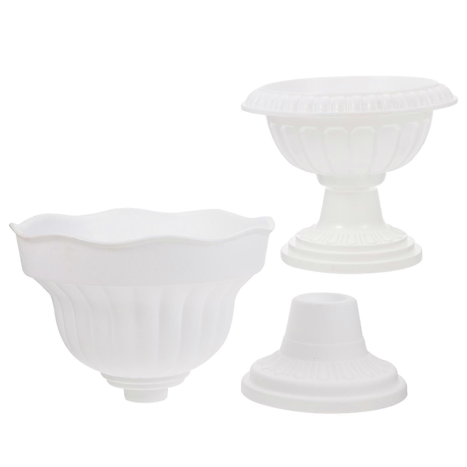 White Plastic Flower Pot for Home Use Lightweight Durable and Sturdy 2 Pcs