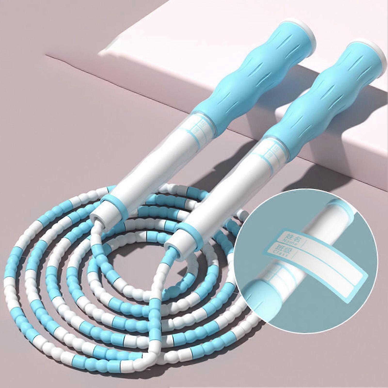 2025 Kids Jump Rope Adjustable Length High Flexibility Anti Slip Handle Beaded Skipping Rope for Home School Exercise Blue