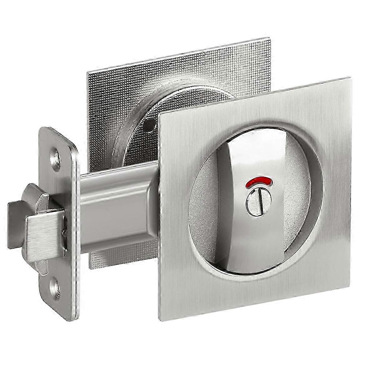 Pocket Door Lock with Indicator Light, Privacy Square Latch for Barn Doors