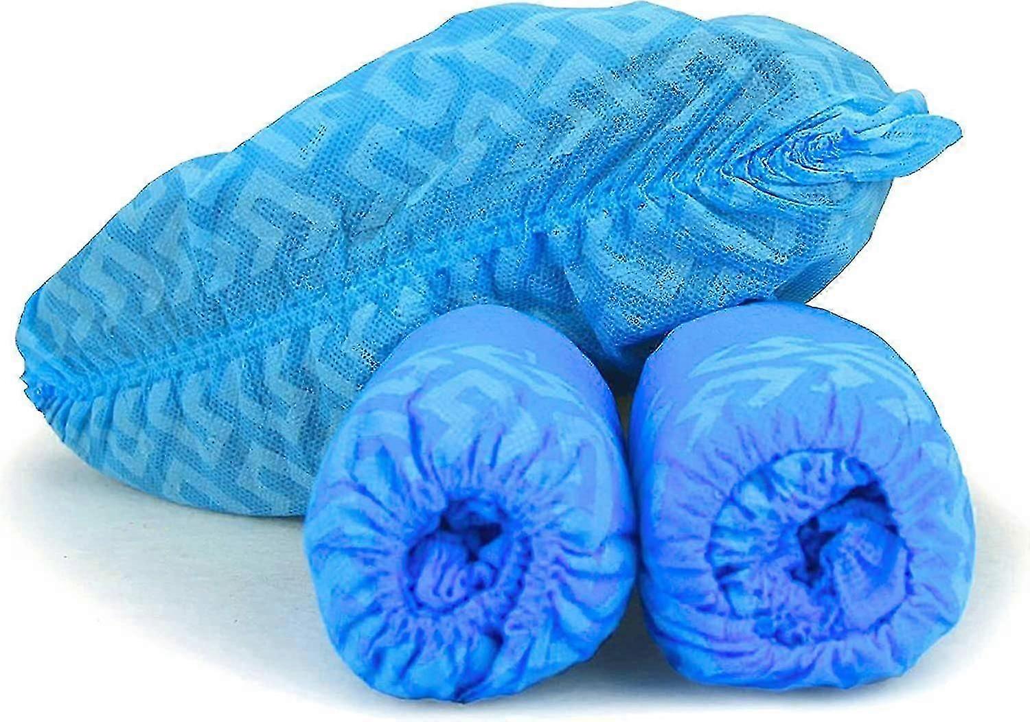 Disposable Shoe Covers: 100-Piece, Non-Slip, Large, Blue
