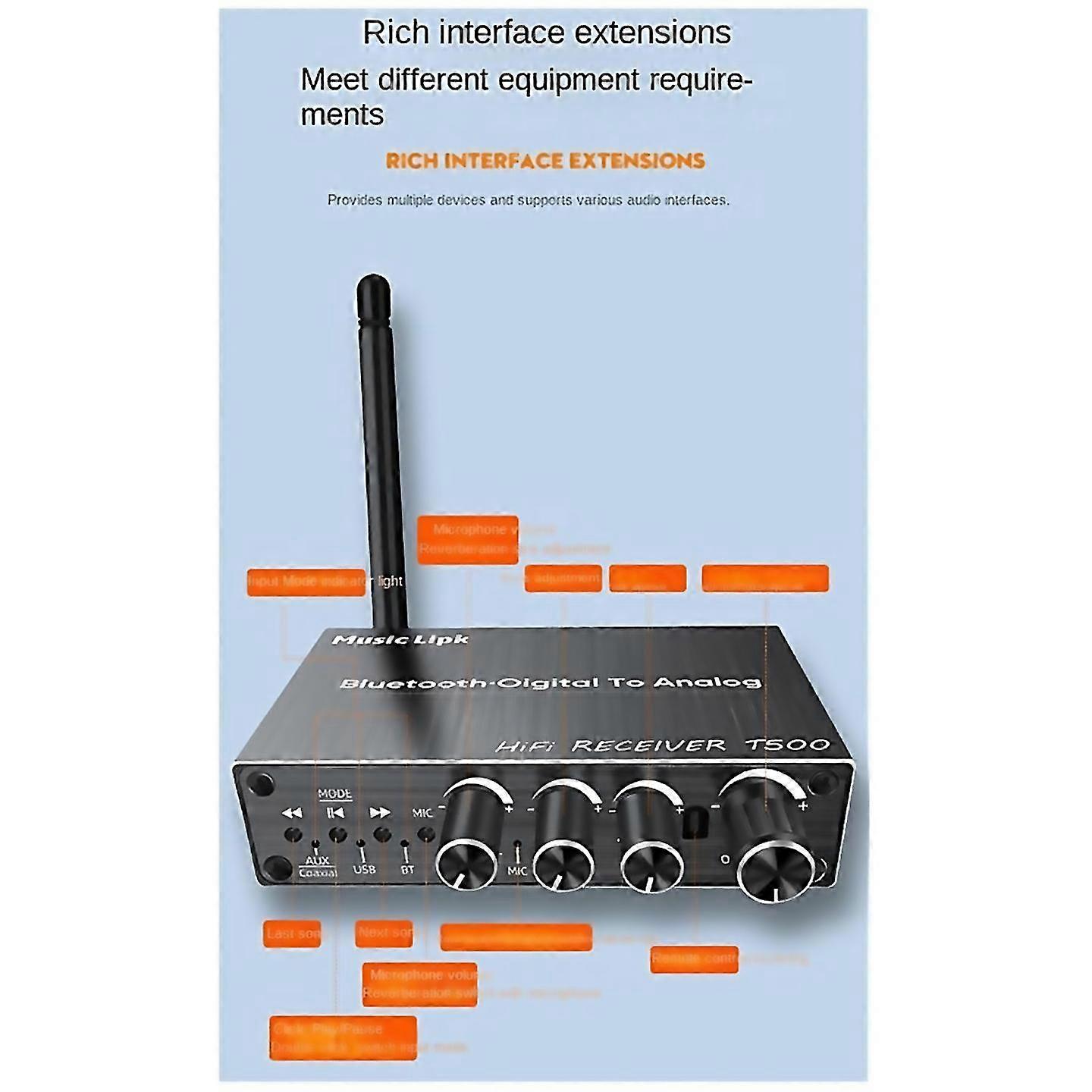 For bt 53 audio receiver auxmicusb audio adapter with remote control