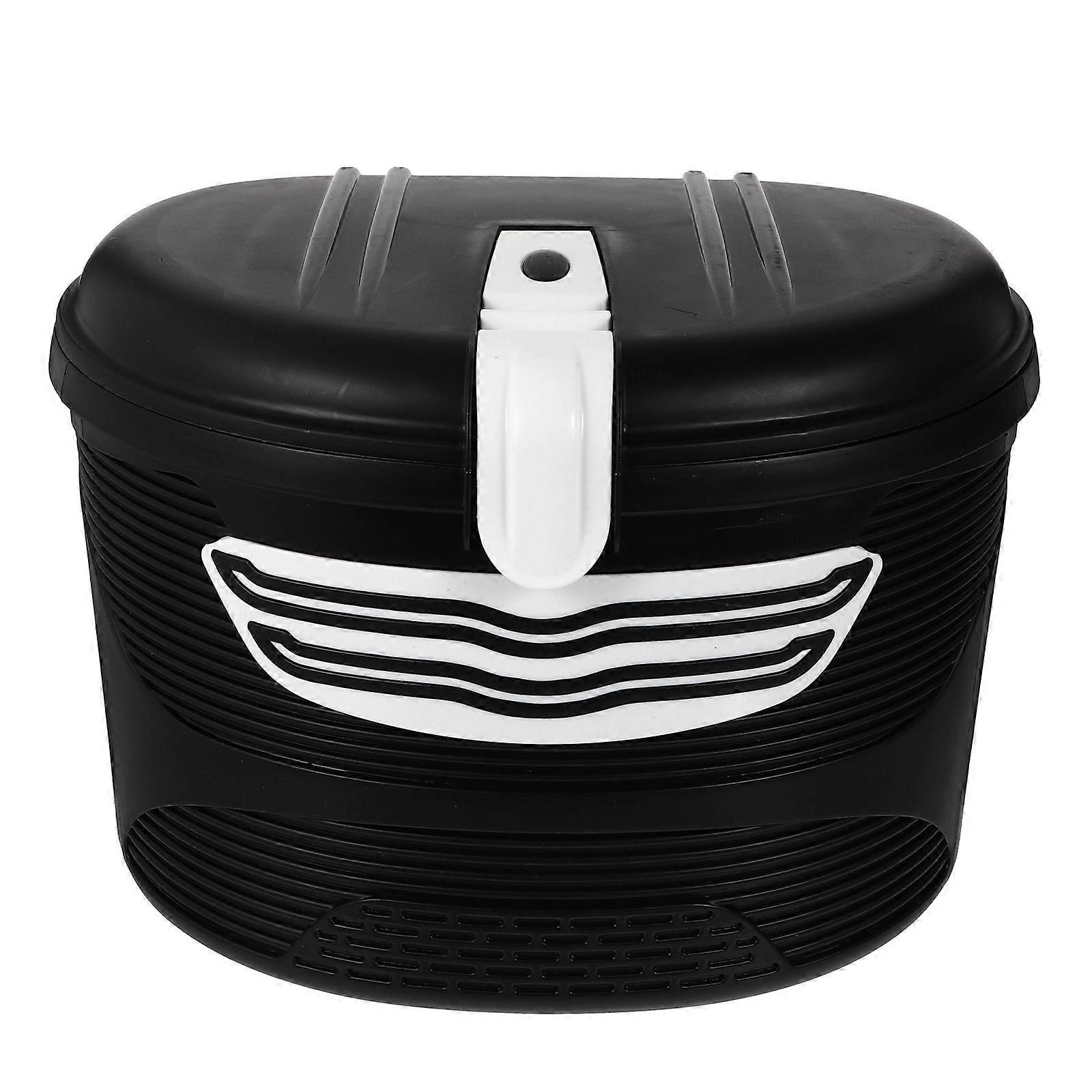 1 Set Electric Mountain Bike Front Frame Hanging Plastic Storage Basket with Lock