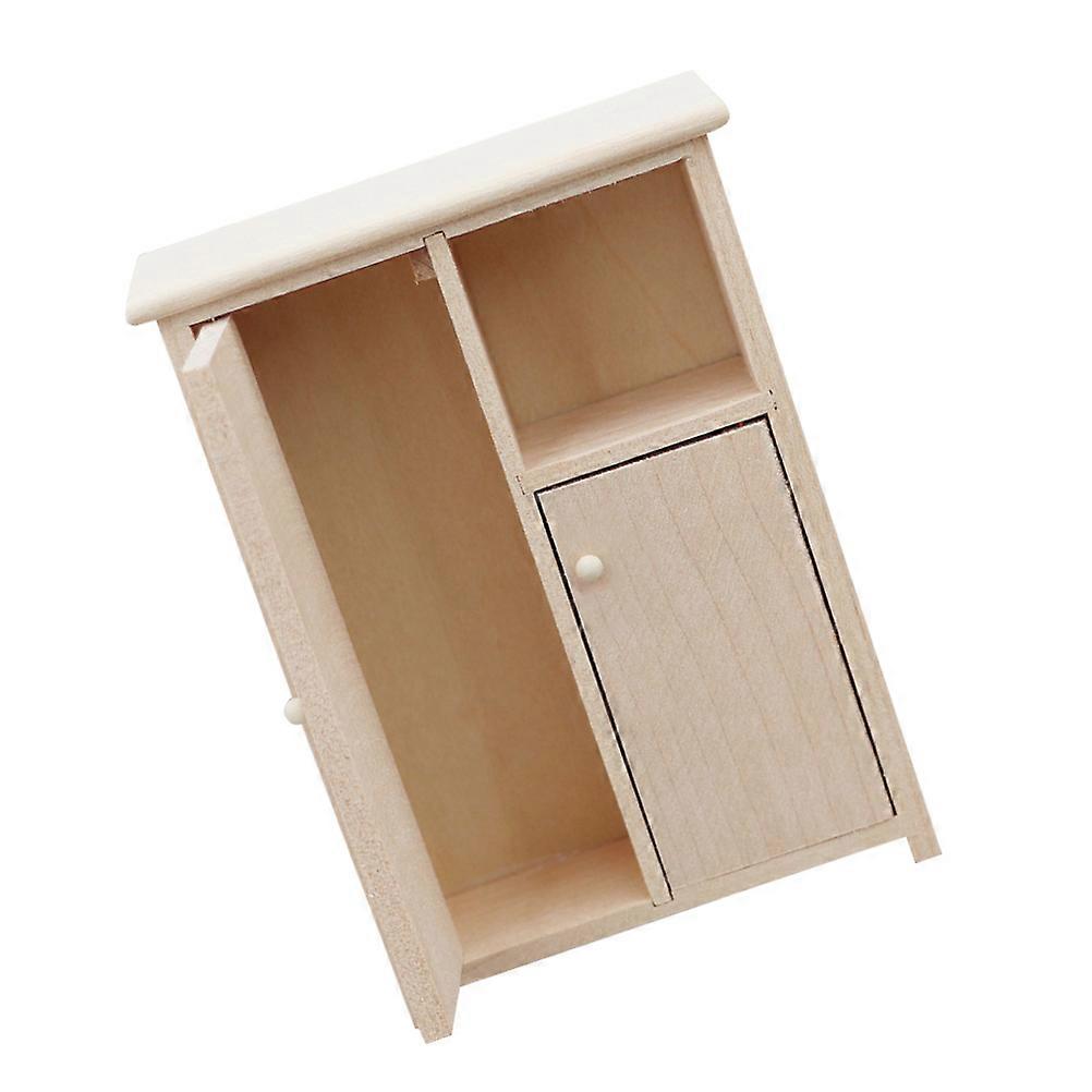 Miniature Wood Cabinet Model Mini Cabinet Prop 1 Set Unfinished Cabinet for Decoration