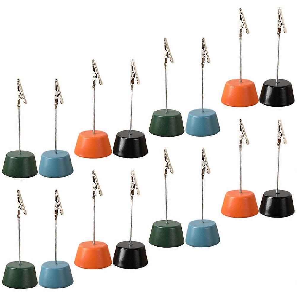 Wooden Desktop Memo Holder with Assorted Colors for Home Use Picture and Message Clips 16 Pieces