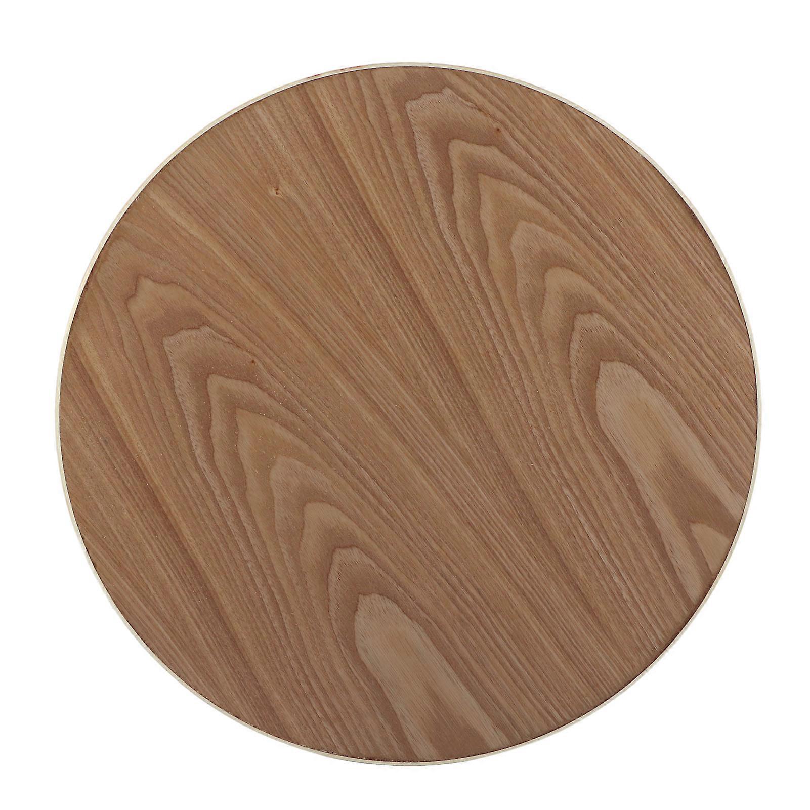 Round Solid Wood Tea Tray 37.5cm Black/Wooden Serving Plate