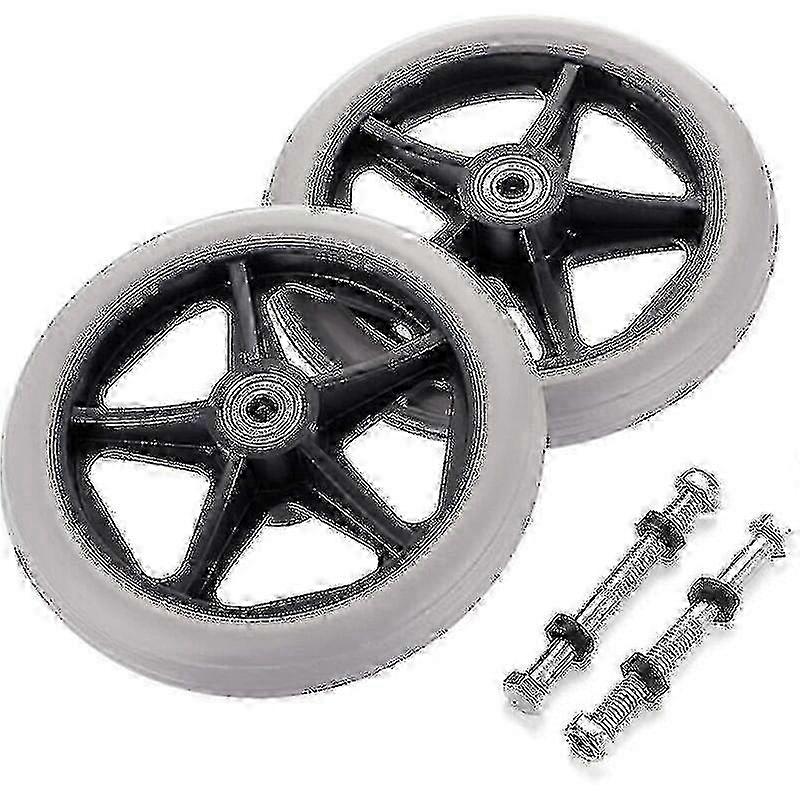2pcs 6 Inch Non-Slip Replacement Front Wheels for Wheelchair & Rollator Walker Casters