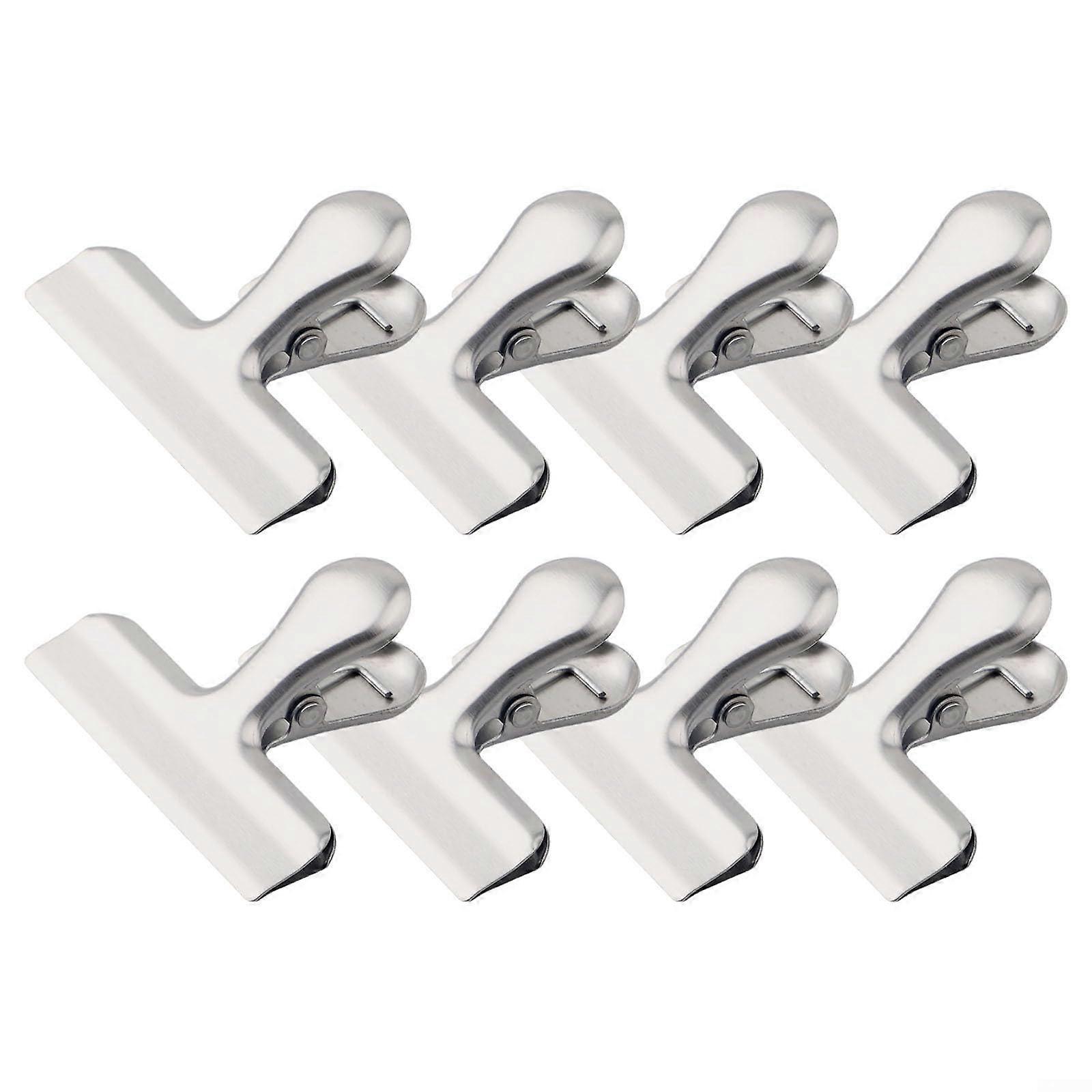 Set of 8 Metal Chip Clips  Stainless Steel Food Storage and Organization Clips