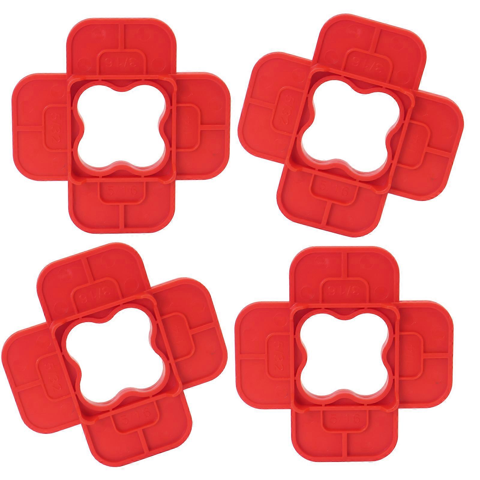 Deck Board Installation Tool Kit Contains 4 Plastic Spacers (1/16", 1/8", 3/16", 1/4") For Permanent Gaps Maintenance Red