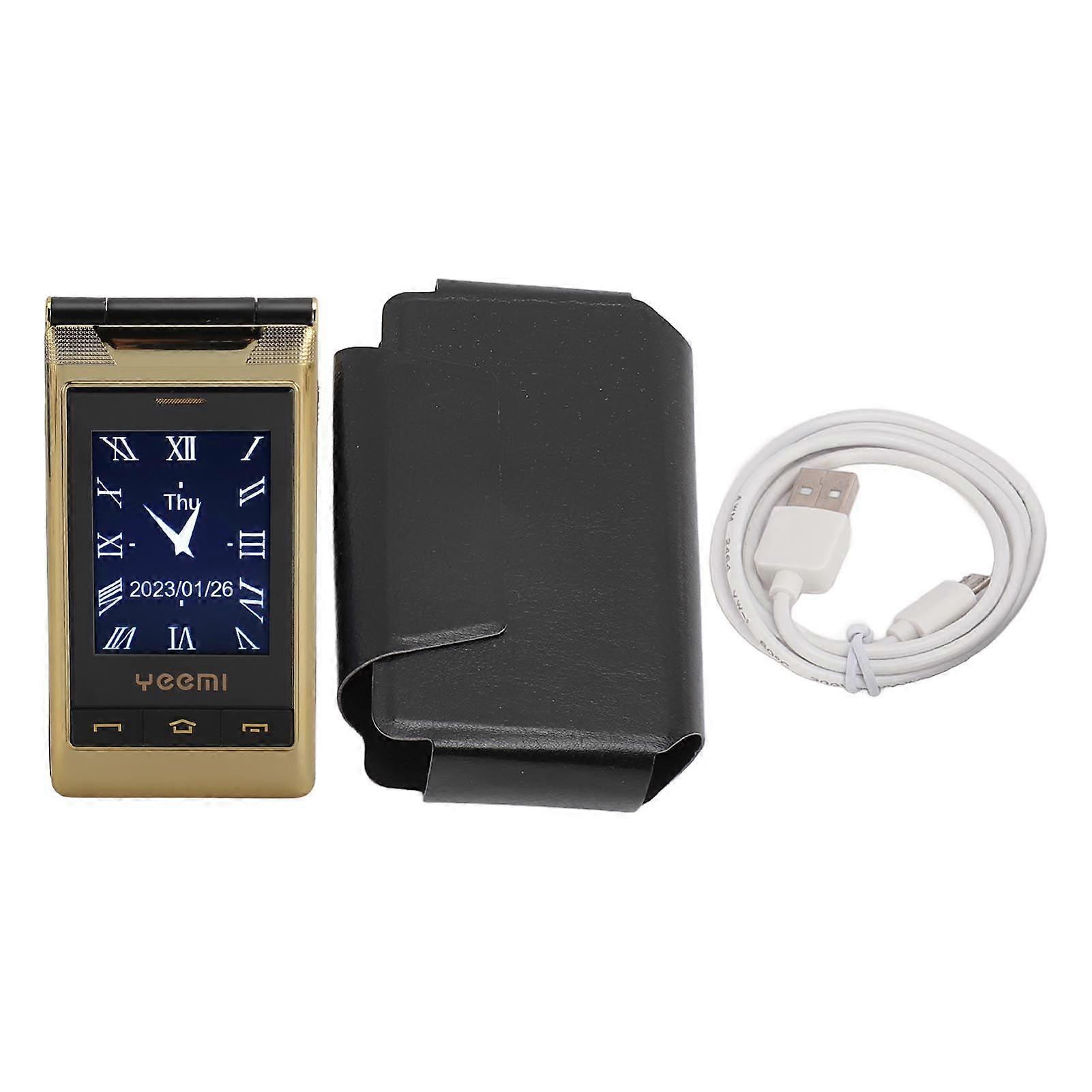 Senior Flip 4G Mobile Phone Large Buttons High Volume Dual Screen Dual SIM Dual Standby 5900mAh Support Flashlight Camera Music Player Gold