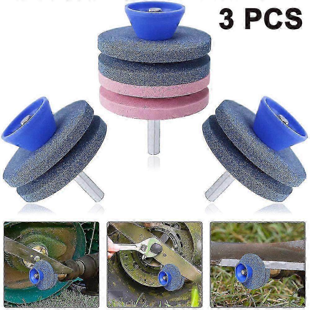 3PCS Lawn Mower Blade Sharpener Set, Mower Blade Grinder, Lawn Mower Knife Sharpening Tool