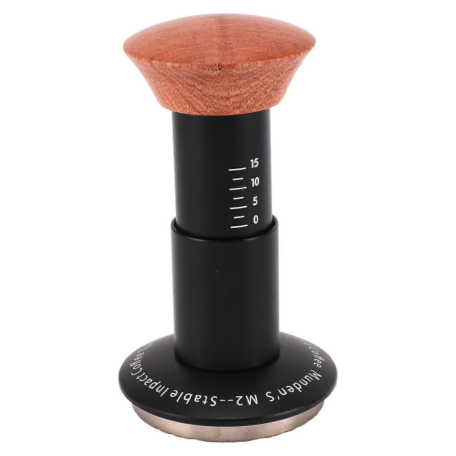 Spring Loaded 51mm Coffee Tamper with Wood Handle & Waffle Base