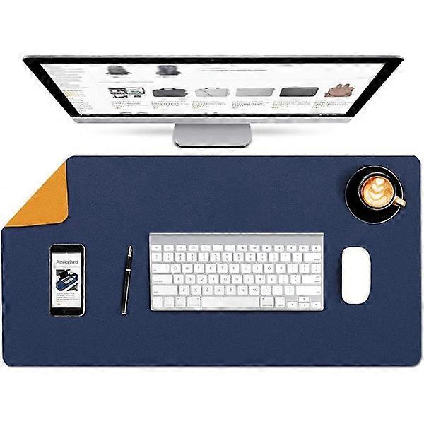 Double-sided PU leather mouse pad and desk pad (1 pc 80x40cm blue)