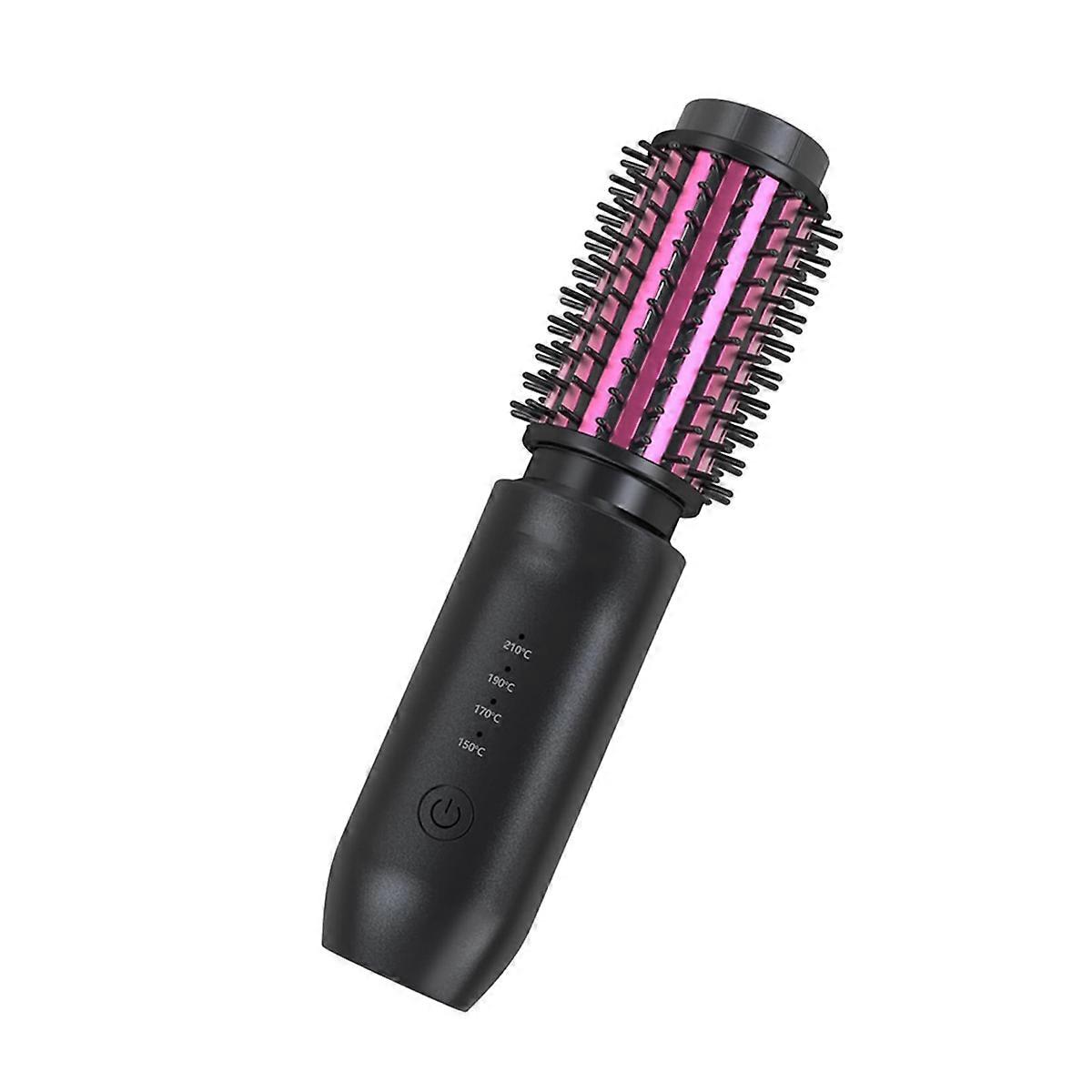 Cordless Hair Curling Iron Brush, Mini Travel Hot Straightener Comb, Portable Wave Curling Wand,Heated Brush B
