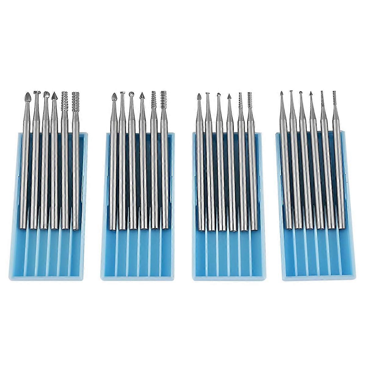 24 Pcs 3/32inch(2.3mm) Round Shank Tungsten Steel Wood Carving Drill Bits for Rotary Tools Compatible with Engraving Pen