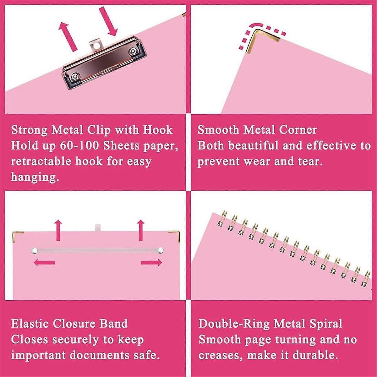 2PCS Clipboard Folder with Refillable Notepad for Letter Size (11x 8.5Inch), Versatile Clipfolio fo