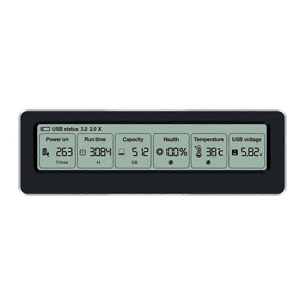 M.2 NVME/NGFF SSD Enclosure with Display Screen Intelligent Digital Health Detection USB3.2 Type C 10Gbps SSD Adapter