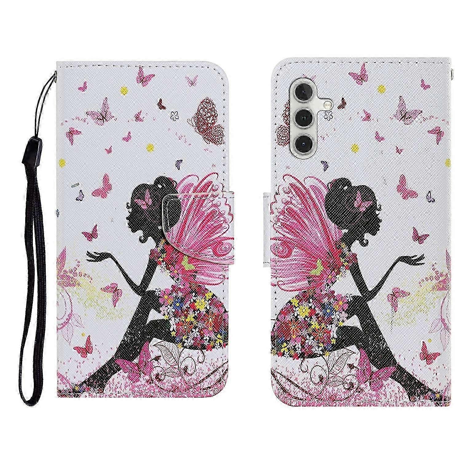 Pattern Printed Protective Phone Case with Wrist Strap for 5G Smartphones